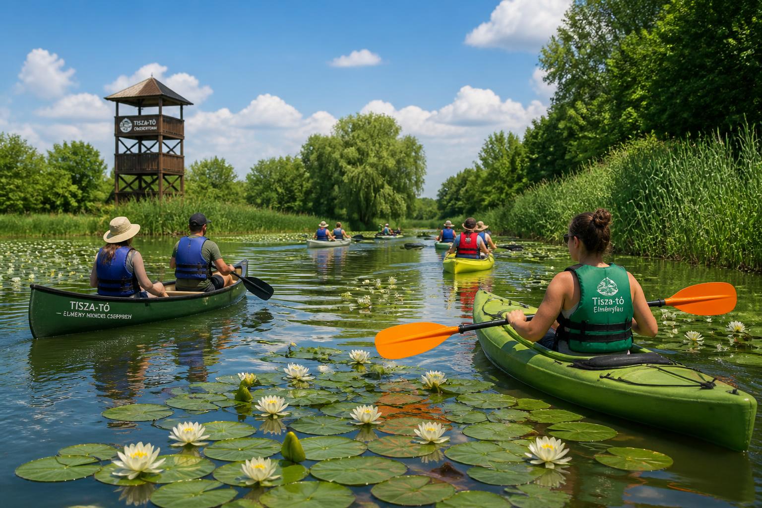 Kajakozás a Tisza-tavon
